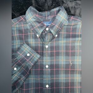 Ralph Lauren Classic Fit Plaid Button Down Shirt Mens Medium Green Red Christmas